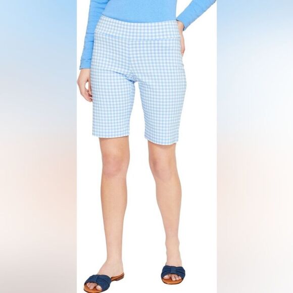 J. McLaughlin Masie Short Chambray & White Pull On Style Size 12 - Picture 1 of 7